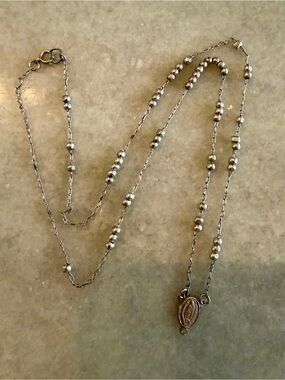 Sterling Silver Rosary-Style Beaded Necklace